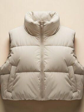 Women's Puffer Vest in Cream - Lightweight Quilted Vest